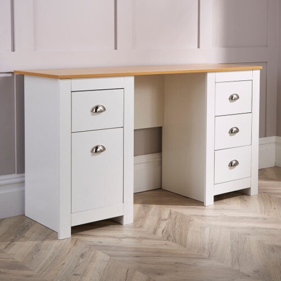 (White) Camden Base Computer Desk with Storage Cabinet
